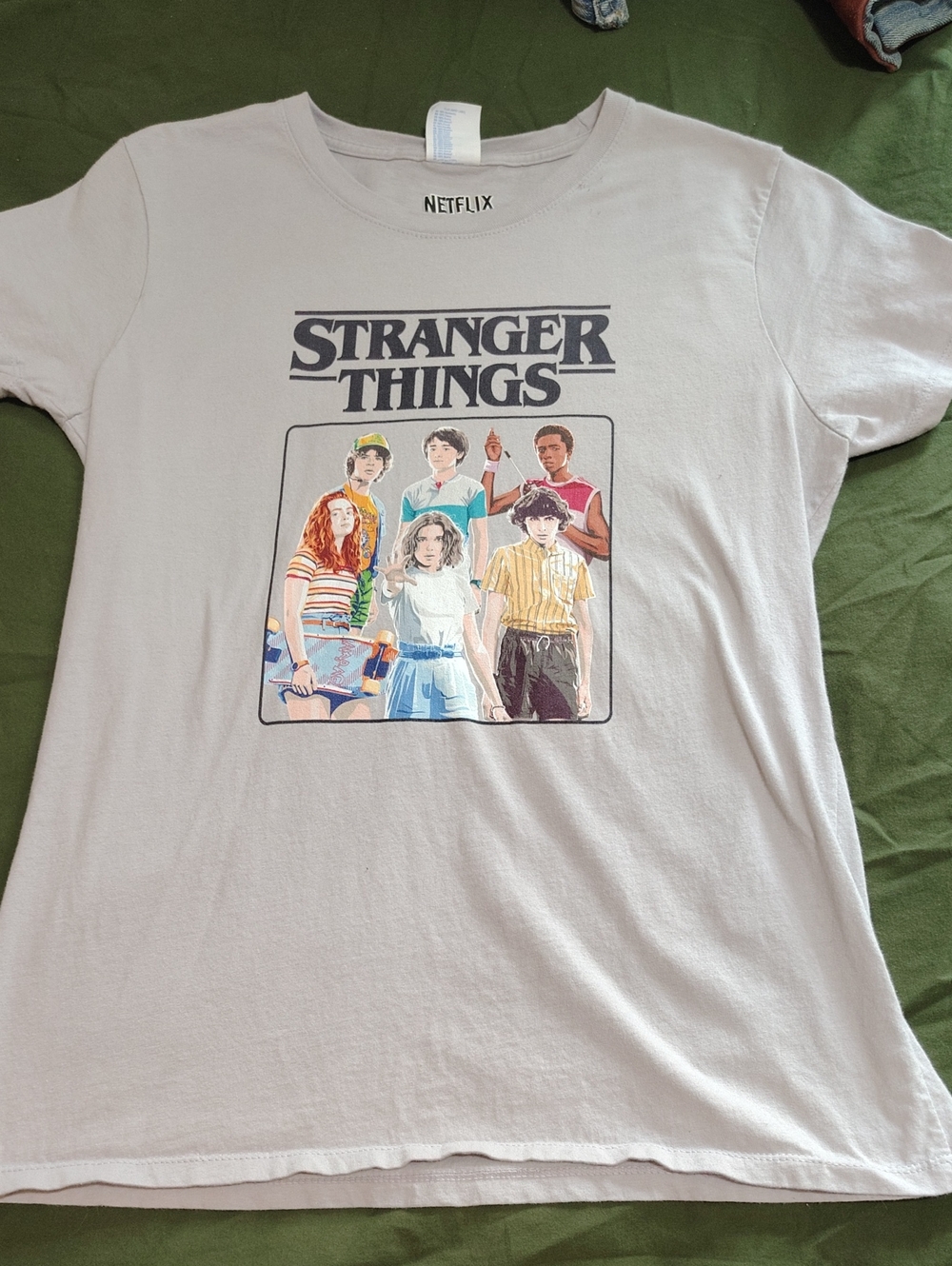 Netflix Stranger Things Women's Graphic Tee - Light Gray Cotton